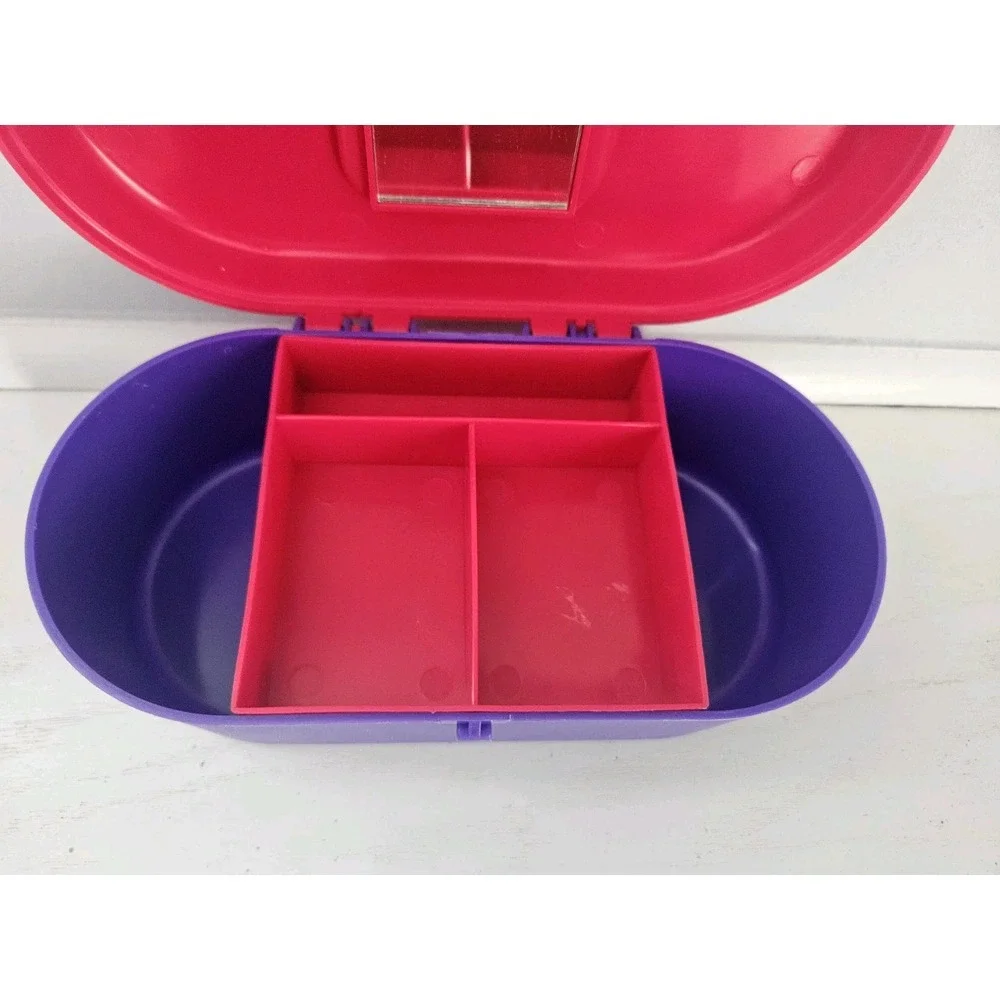 Vintage 90's Mini Organizer Jewelry Make-up Trinkets Pink And Purple‎